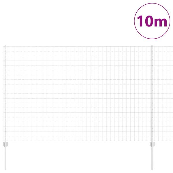 Euro-Zaun mit Pfosten 10 x 1,6 m Verzinkter Stahl Silber Netz