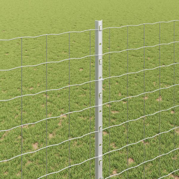 Euro-Zaun mit Pfosten 10 x 1,6 m Verzinkter Stahl Silber Netz