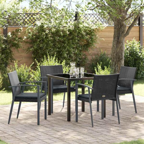 ARDEBO.de - Set aus 3 Schwarz Poly-Rattan, Stahl Standardgröße Ergonomisch