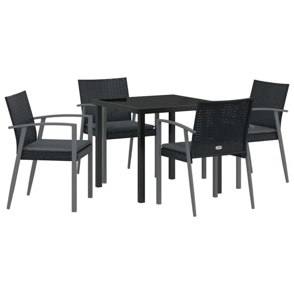 Set aus 3 Schwarz Poly-Rattan, Stahl Standardgröße Ergonomisch