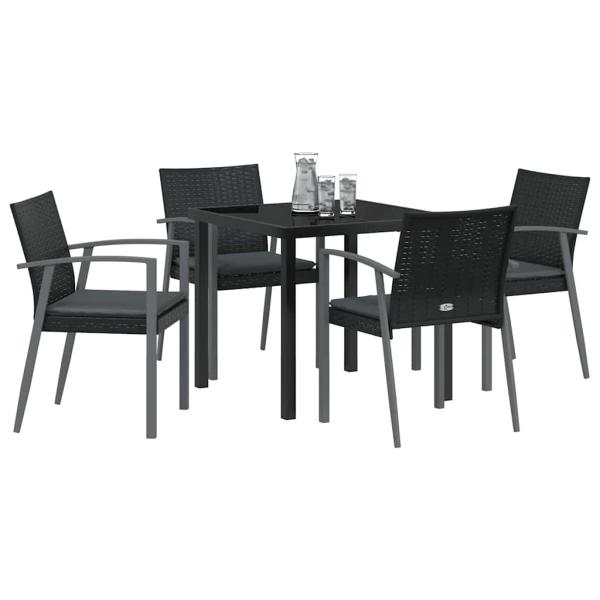 Set aus 3 Schwarz Poly-Rattan, Stahl Standardgröße Ergonomisch