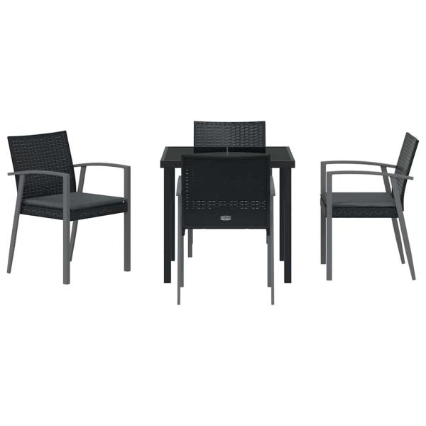 Set aus 3 Schwarz Poly-Rattan, Stahl Standardgröße Ergonomisch
