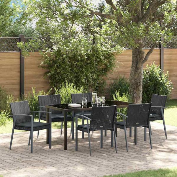 ARDEBO.de - Set aus 4 Schwarz PE-Rattan 56.5x57x83 cm Langlebig