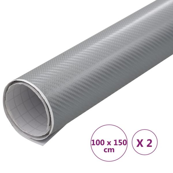 Autofolien 2 Stk. 4D Silber 100x150 cm