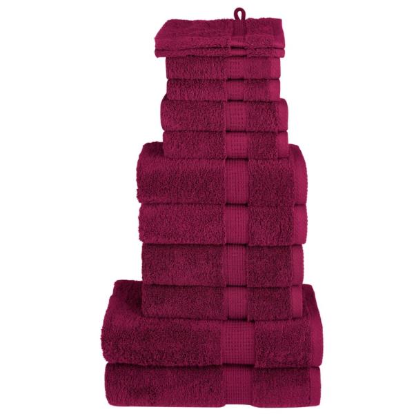 ARDEBO.de - 12 tlg. Premium-Handtuch-Set SOLUND Bordeaux 600 g/m²