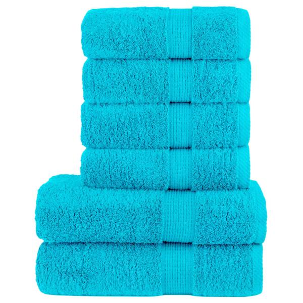 ARDEBO.de - 6 tlg. Premium-Handtuch-Set SOLUND Türkis 600 g/m²