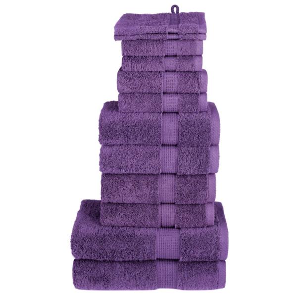 ARDEBO.de - 12 tlg. Premium-Handtuch-Set SOLUND Lila 600 g/m²