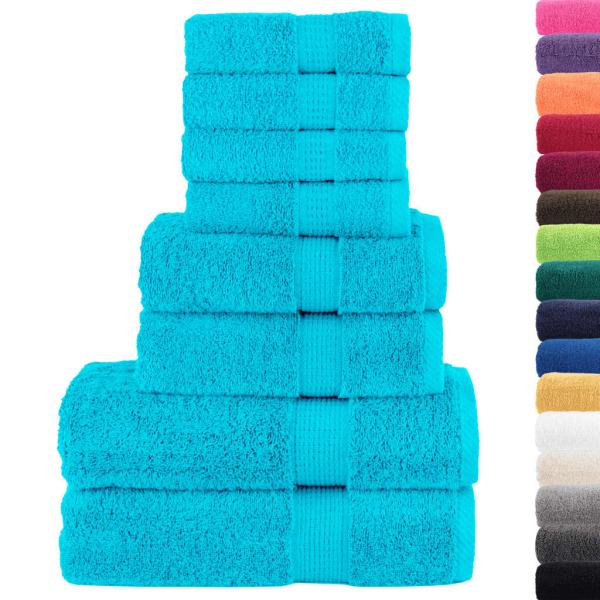 8 tlg. Premium-Handtuch-Set SOLUND Türkis 600 g/m²