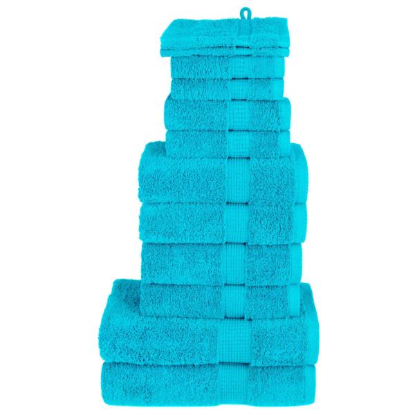 ARDEBO.de - 12 tlg. Premium-Handtuch-Set SOLUND Türkis 600 g/m²
