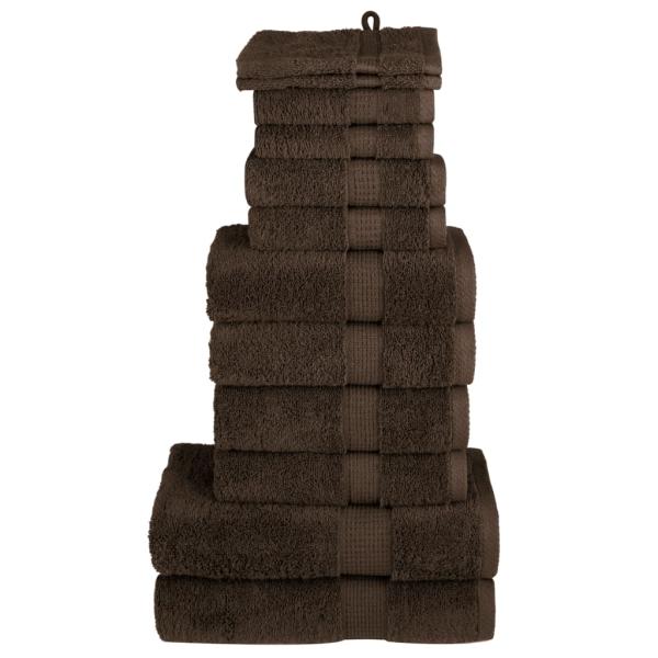 ARDEBO.de - 12 tlg. Premium-Handtuch-Set SOLUND Braun 600 g/m²