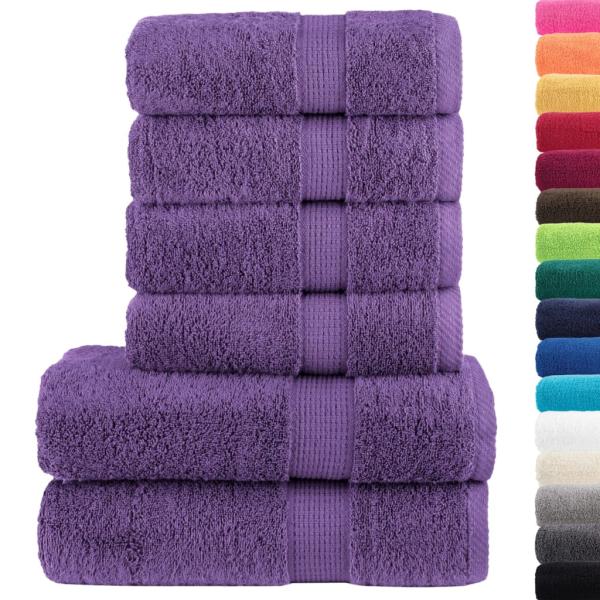 6 tlg. Premium-Handtuch-Set SOLUND Lila 600 g/m²