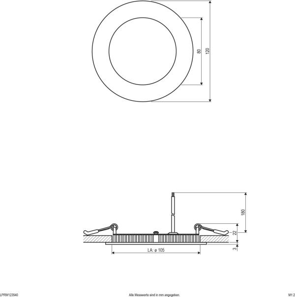EVN LPR-Serie LED Einbaupanel, rund, IP20, 9W, 630lm, weiß (LPRW123540)