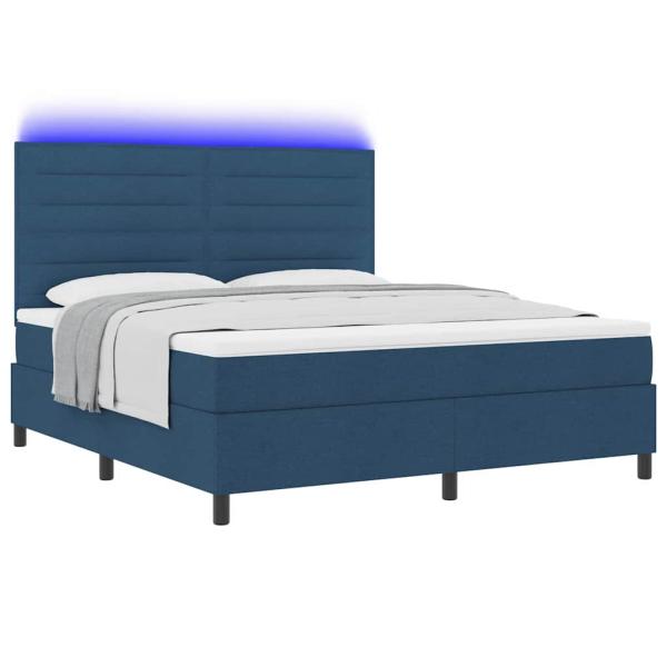 Boxspringbett mit Matratze & LED Blau 180x200 cm Stoff