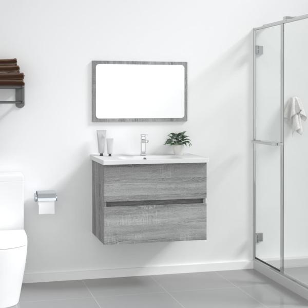ARDEBO.de - 2-tlg. Badmöbel-Set Grau Sonoma Holzwerkstoff