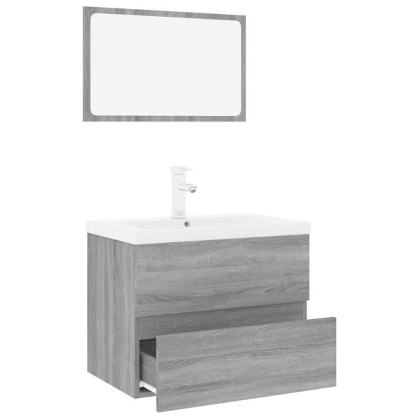 Badmöbel-Set Grau Sonoma Holzwerkstoff