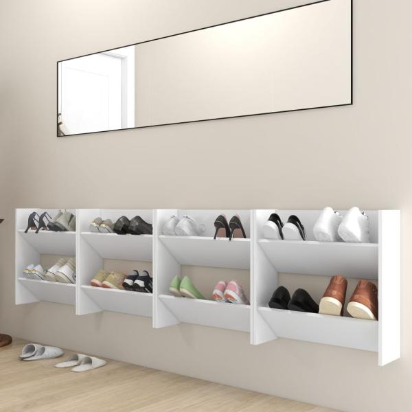 Wand-Schuhschränke 4 Stk. Weiß 60x18x60 cm Holzwerkstoff