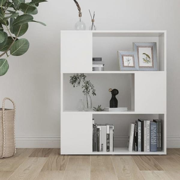 Bücherregal Raumteiler Weiß 80x24x94 cm Holzwerkstoff