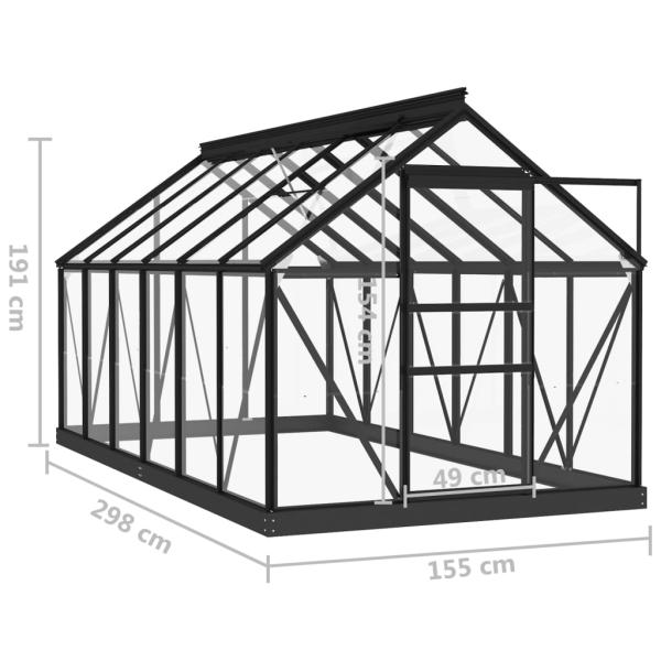 Glas Gewächshaus Anthrazit 155x298x191 cm Aluminium