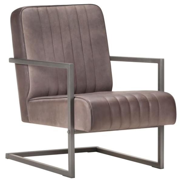 ARDEBO.de - Freischwinger Sessel Distressed Braun Echtleder