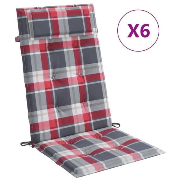 Hochlehner-Auflagen 6 Stk. Rot Karomuster Oxford-Gewebe