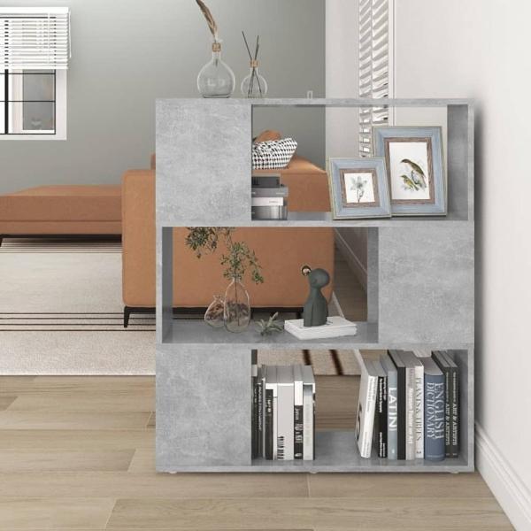 ARDEBO.de - Bücherregal Raumteiler Betongrau 80x24x94 cm Holzwerkstoff