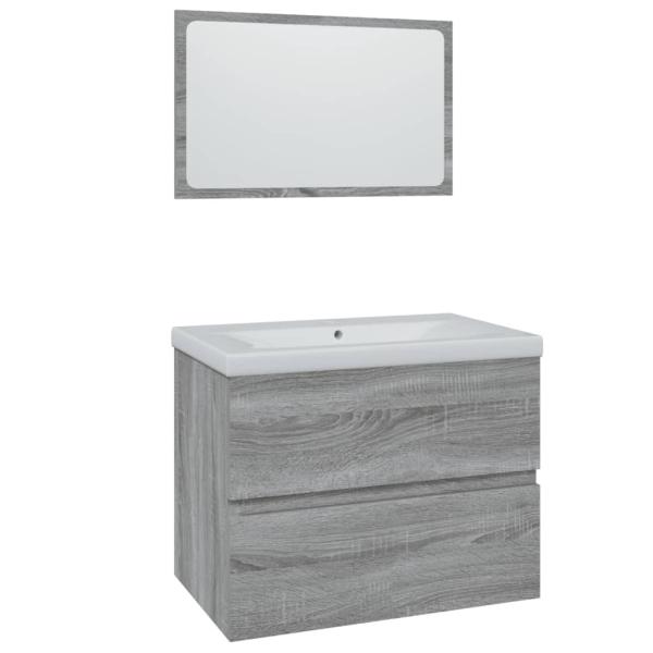 Badmöbel-Set Grau Sonoma Holzwerkstoff