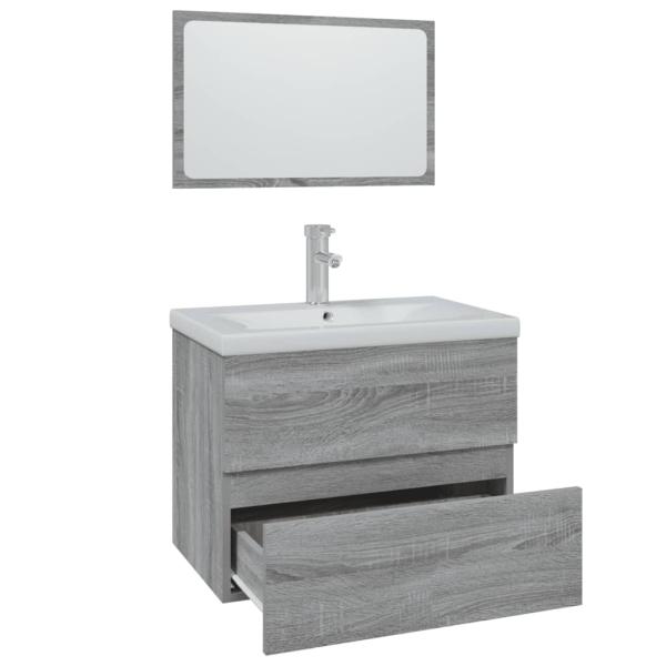 Badmöbel-Set Grau Sonoma Holzwerkstoff