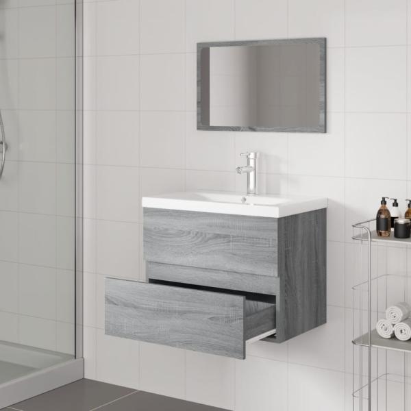 Badmöbel-Set Grau Sonoma Holzwerkstoff