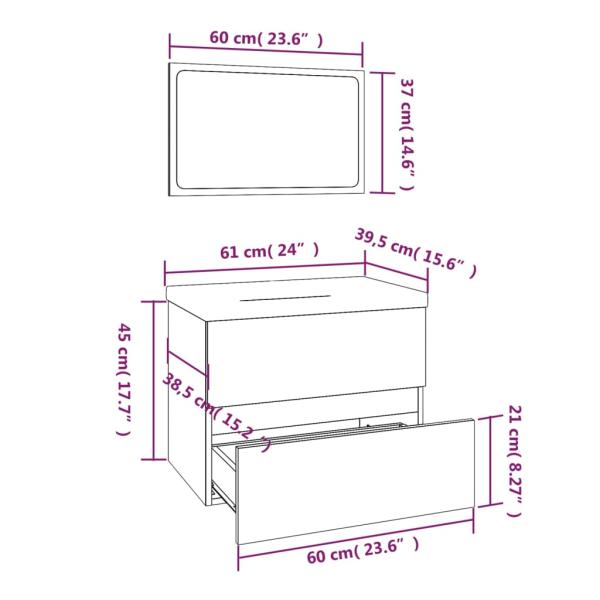 Badmöbel-Set Grau Sonoma Holzwerkstoff