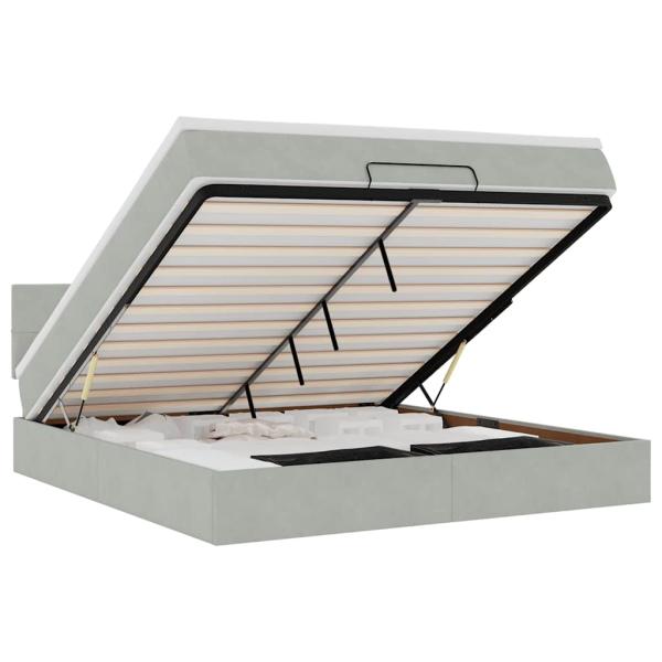 Ottoman-Bett mit Matratze Hellgrau 160x200 cm Samt