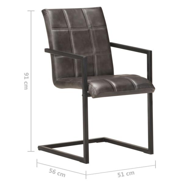 Freischwinger 2 Stk. Grau Echtleder