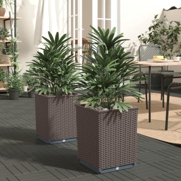 ARDEBO.de - Pflanzkübel 2 Stk. Braun 30x30x37 cm Polypropylen
