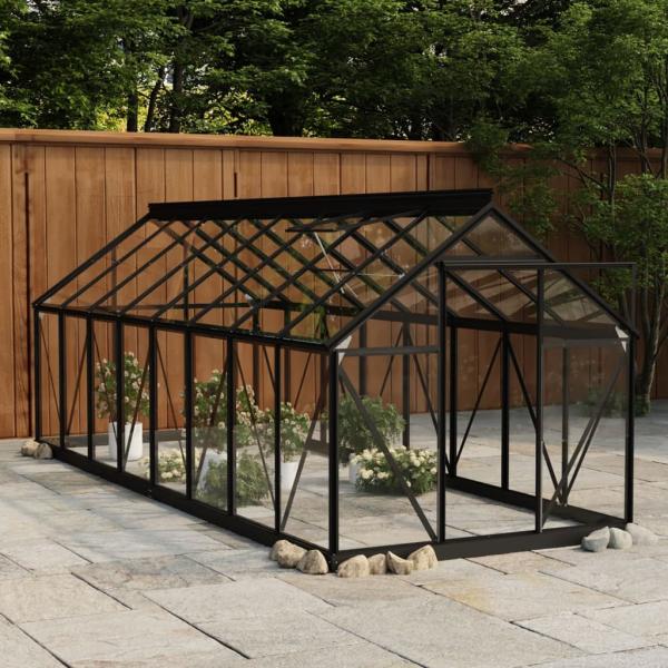 ARDEBO.de - Glas Gewächshaus Anthrazit 155x395,5x191 cm Aluminium