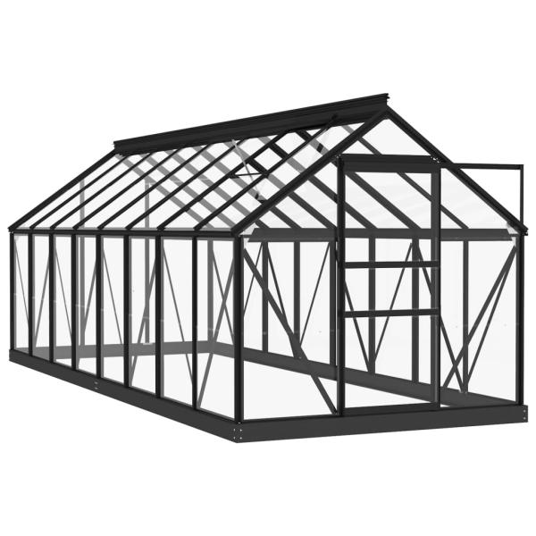 Glas Gewächshaus Anthrazit 155x395,5x191 cm Aluminium