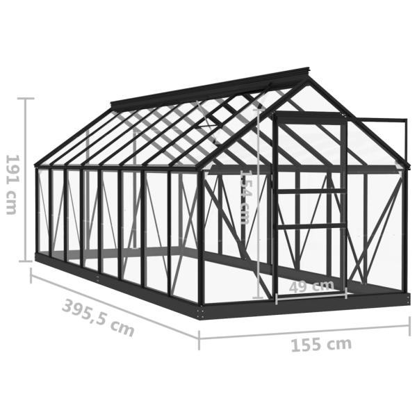 Glas Gewächshaus Anthrazit 155x395,5x191 cm Aluminium