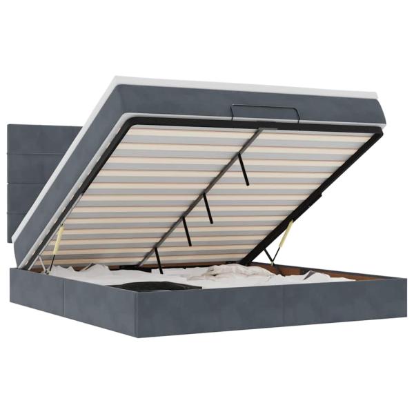 Ottoman-Bett mit Matratzen & LEDs Dunkelgrau 160x200 cm Samt