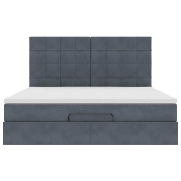 Ottoman-Bett mit Matratzen Dunkelgrau 160x200 cm Samt