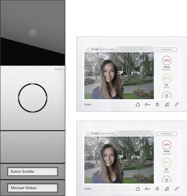 ARDEBO.de Gira 2432920 Zweifamilienhaus-Paket Wohnungsstation, Video AP 7, System 106, Edelstahl
