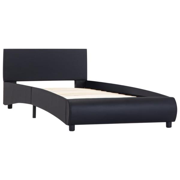 Bettgestell mit LED Schwarz Kunstleder 100x200 cm