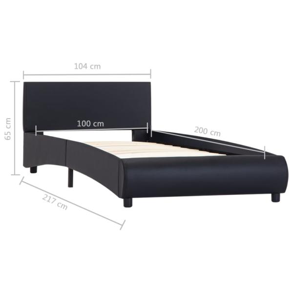 Bettgestell mit LED Schwarz Kunstleder 100x200 cm