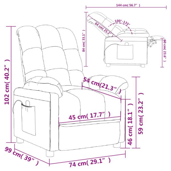Massagesessel Taupe Stoff