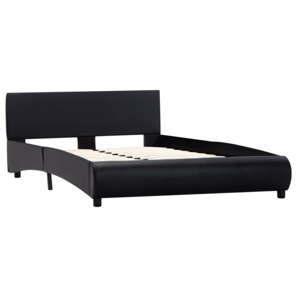Bettgestell mit LED Schwarz Kunstleder 140×200 cm