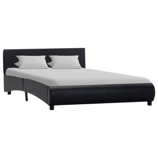 Bettgestell mit LED Schwarz Kunstleder 140×200 cm