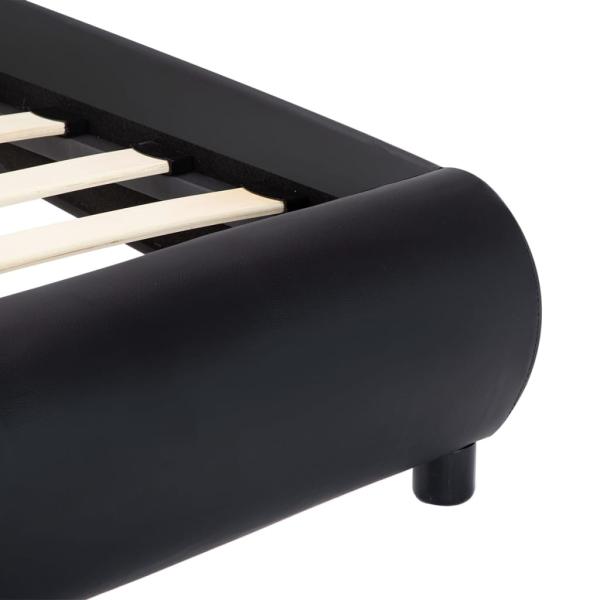 Bettgestell mit LED Schwarz Kunstleder 140×200 cm