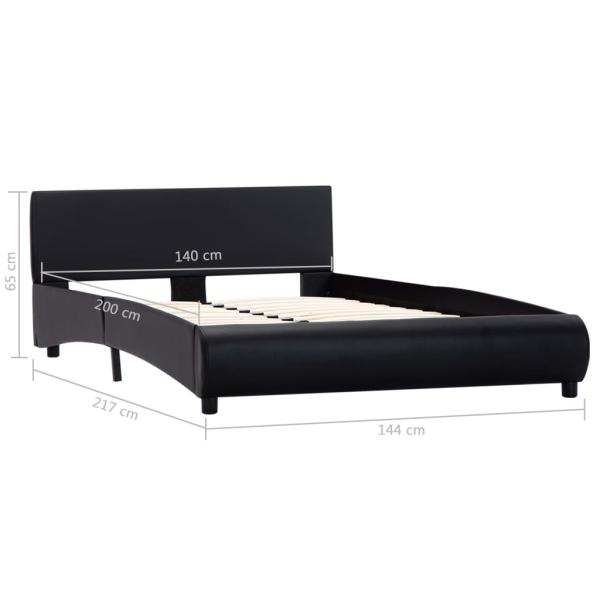 Bettgestell mit LED Schwarz Kunstleder 140×200 cm
