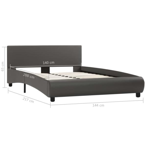 Bettgestell mit LED Grau Kunstleder 140x200 cm