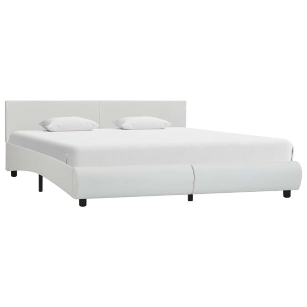 Bettgestell mit LED Weiß Kunstleder 180×200 cm