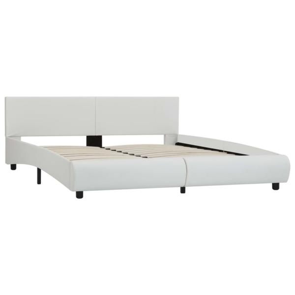 Bettgestell mit LED Weiß Kunstleder 180×200 cm