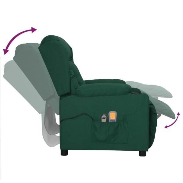 Elektrischer Massagesessel Dunkelgrün Stoff