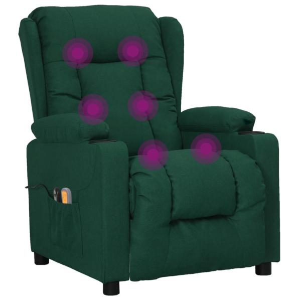 Elektrischer Massagesessel Dunkelgrün Stoff
